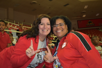 Principals of Pietzsch-MacArthur Elemetnary 2019 Men & Women's Basketball Tip-Off  5,000 BISD students, teachers, and administrators came out to cheer on the cardinals!