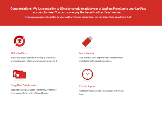 Email Confirmation LastPass